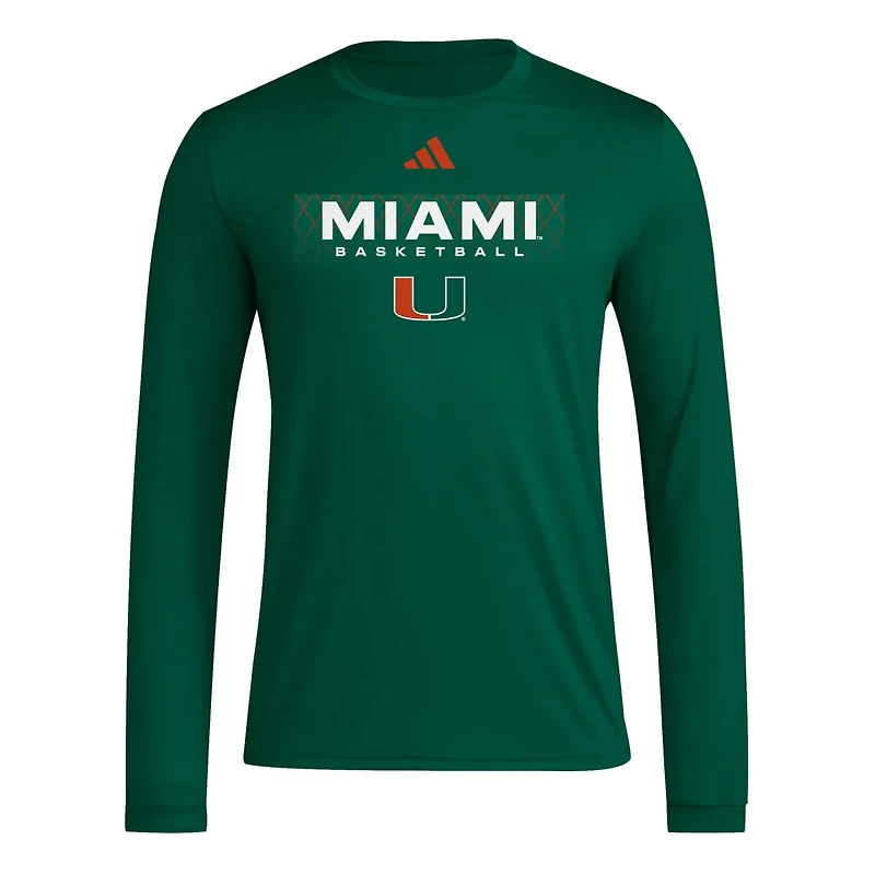 adidas Miami Hurricanes Locker On-Court the Fade Long Sleeve T-Shirt