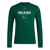 adidas Miami Hurricanes Locker On-Court the Fade Long Sleeve T-Shirt
