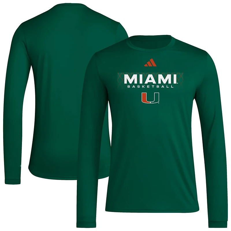 adidas Miami Hurricanes Locker On-Court the Fade Long Sleeve T-Shirt