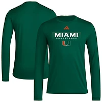 adidas Miami Hurricanes Locker On-Court the Fade Long Sleeve T-Shirt