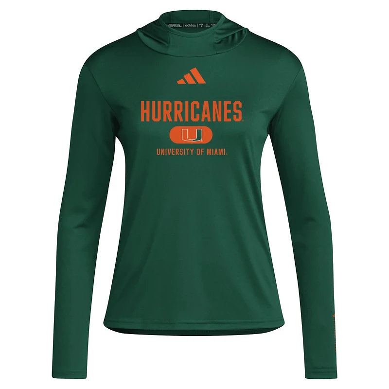 adidas Miami Hurricanes Long Sleeve Hoodie T-Shirt
