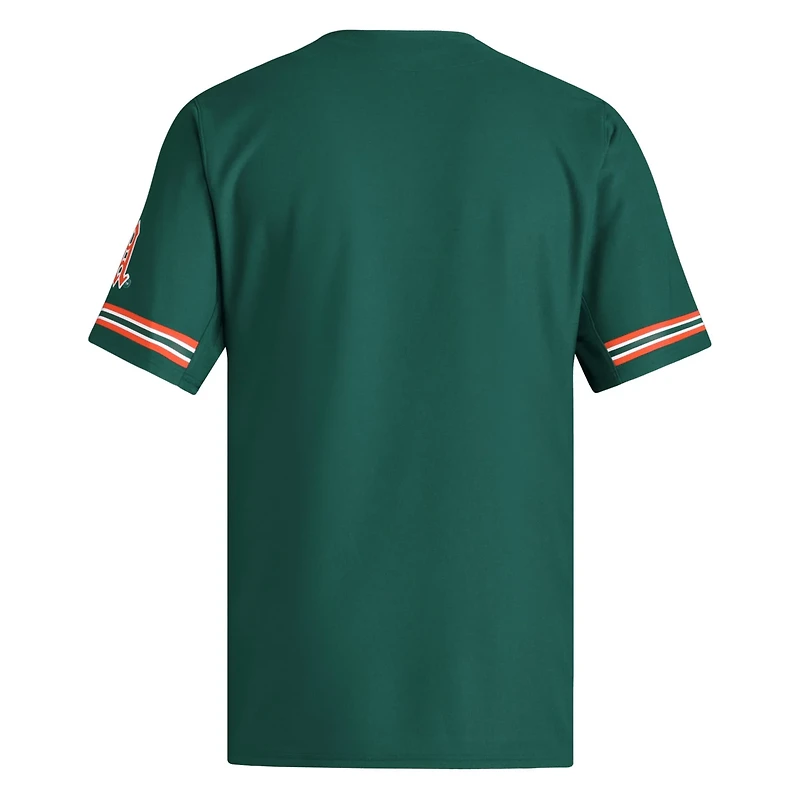 adidas Miami Hurricanes Reversible Retro Full-Button Baseball Jersey