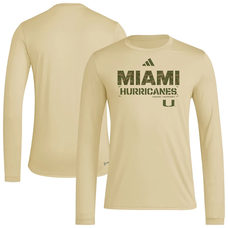 adidas Miami Hurricanes Strategy Pre-Game Long Sleeve T-Shirt
