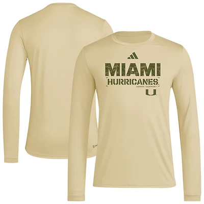 adidas Miami Hurricanes Strategy Pre-Game Long Sleeve T-Shirt