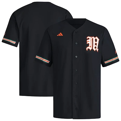 adidas Miami Hurricanes V-Neck Baseball Jersey