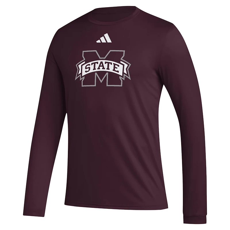 adidas Mississippi State Bulldogs Primary Locker Logo Pre-Game Long Sleeve T-Shirt
