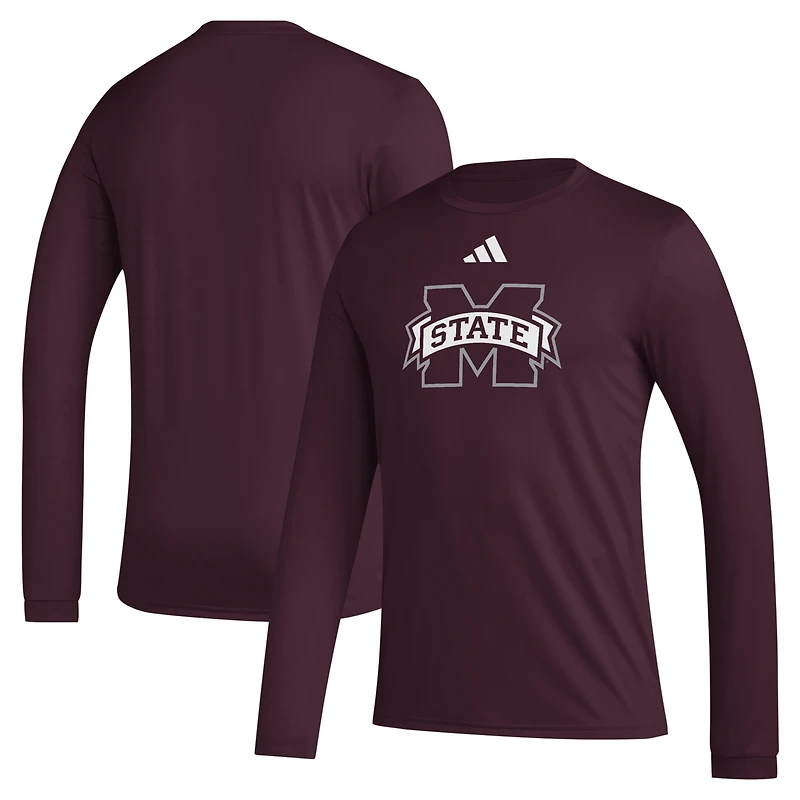 adidas Mississippi State Bulldogs Primary Locker Logo Pre-Game Long Sleeve T-Shirt