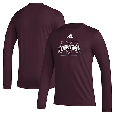 adidas Mississippi State Bulldogs Primary Locker Logo Pre-Game Long Sleeve T-Shirt