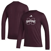adidas Mississippi State Bulldogs Primary Locker Logo Pre-Game Long Sleeve T-Shirt