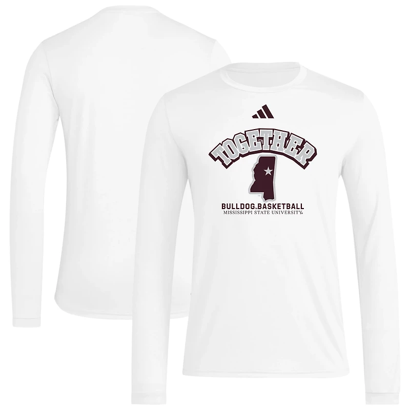 adidas Mississippi State Bulldogs Together On-Court Pregame Long Sleeve T-Shirt