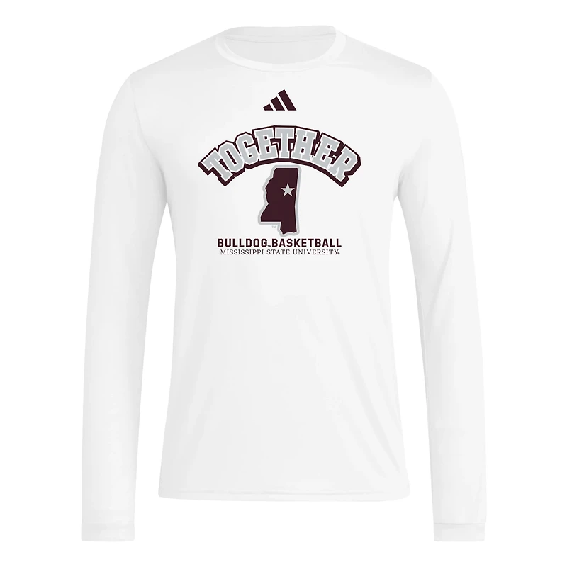 adidas Mississippi State Bulldogs Together On-Court Pregame Long Sleeve T-Shirt