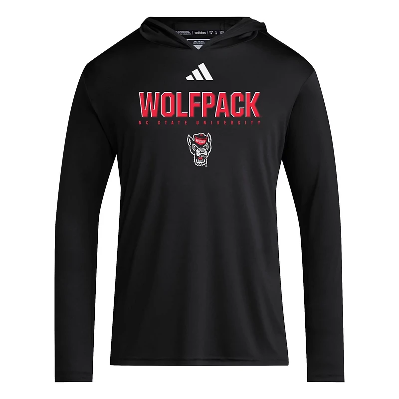 adidas NC State Wolfpack 2025 AEROREADY Sideline Training Long Sleeve Hooded T-Shirt