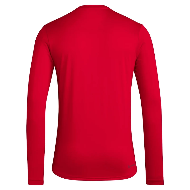 adidas Nebraska Huskers Locker Football Pre-Game AEROREADY Long Sleeve T-Shirt