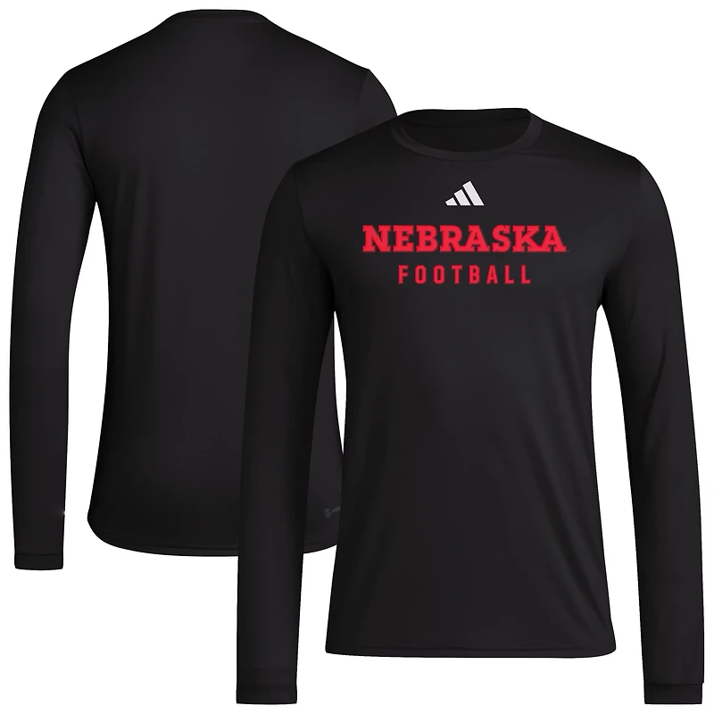 adidas Nebraska Huskers Locker Practice Football Pre-Game Long Sleeve T-Shirt