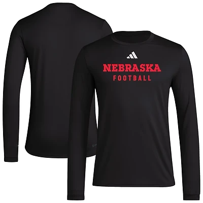 adidas Nebraska Huskers Locker Practice Football Pre-Game Long Sleeve T-Shirt
