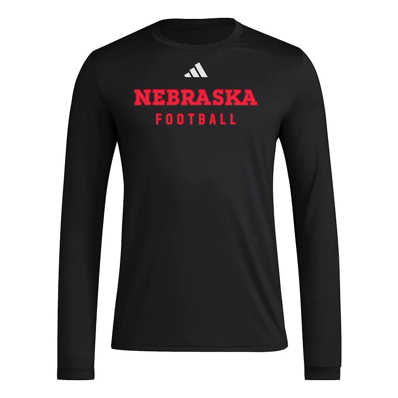 adidas Nebraska Huskers Locker Practice Football Pre-Game Long Sleeve T-Shirt