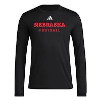 adidas Nebraska Huskers Locker Practice Football Pre-Game Long Sleeve T-Shirt