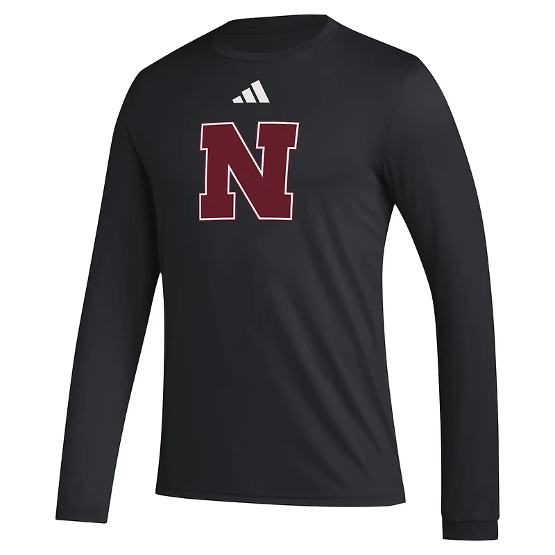 adidas Nebraska Huskers Primary Locker Logo Pre-Game Long Sleeve T-Shirt