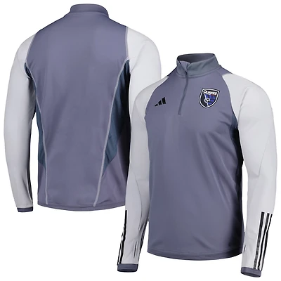 adidas San Jose Earthquakes 2024 On-Field AEROREADY Quarter-Zip Training Top