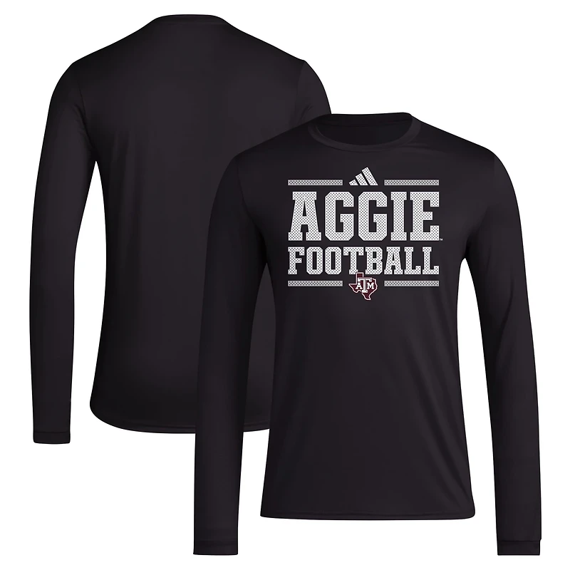 adidas Texas AM Aggies Locker Football Pre-Game AEROREADY Long Sleeve T-Shirt