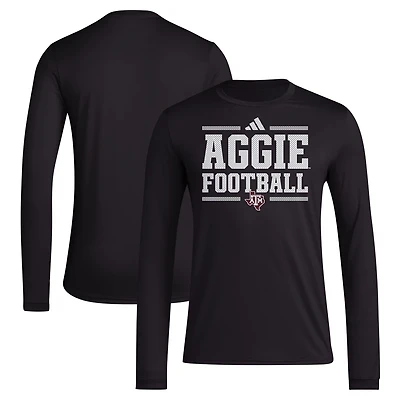 adidas Texas AM Aggies Locker Football Pre-Game AEROREADY Long Sleeve T-Shirt