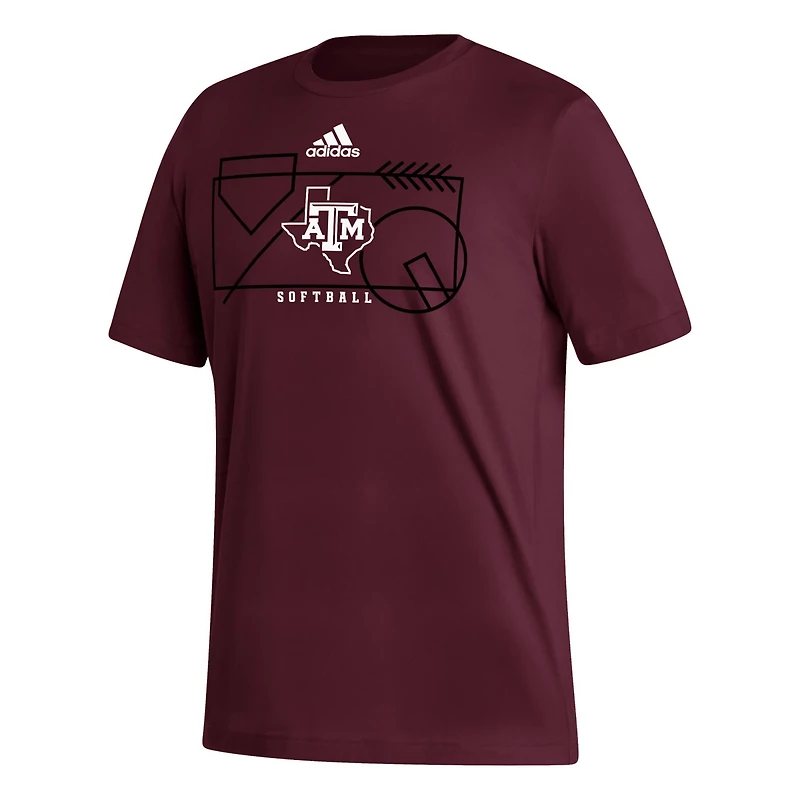 adidas Texas AM Aggies Locker Lines Softball Fresh T-Shirt
