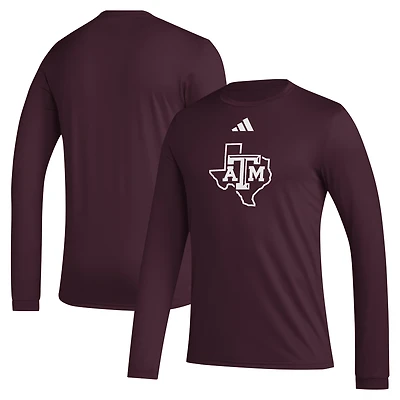 adidas Texas AM Aggies Primary Locker Logo Pre-Game Long Sleeve T-Shirt