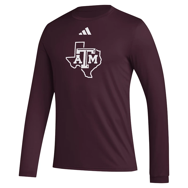 adidas Texas AM Aggies Primary Locker Logo Pre-Game Long Sleeve T-Shirt