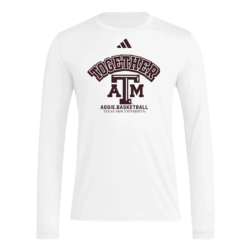 adidas Texas AM Aggies Together On-Court Pregame Long Sleeve T-Shirt