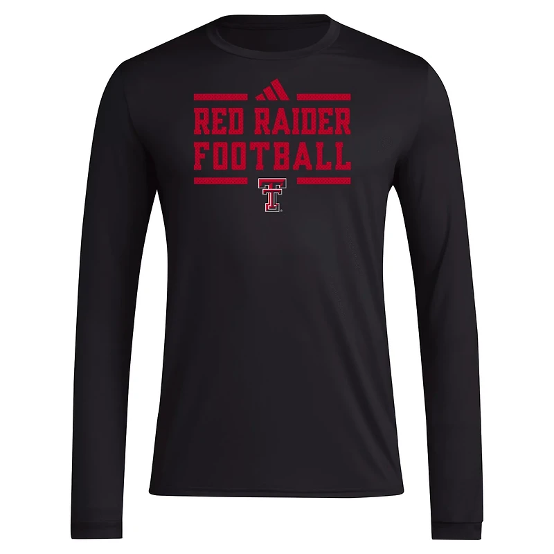 adidas Texas Tech Red Raiders Locker Football Pre-Game AEROREADY Long Sleeve T-Shirt