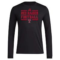 adidas Texas Tech Red Raiders Locker Football Pre-Game AEROREADY Long Sleeve T-Shirt
