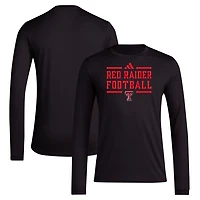 adidas Texas Tech Red Raiders Locker Football Pre-Game AEROREADY Long Sleeve T-Shirt