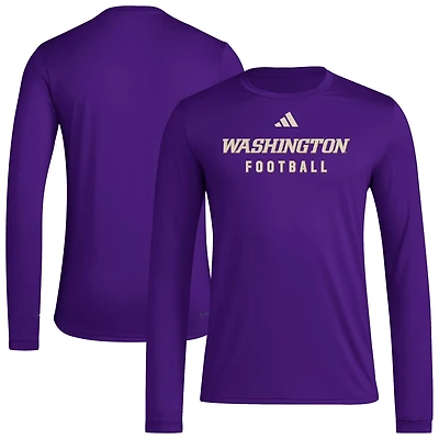 adidas Washington Huskies Locker Practice Football Pre-Game Long Sleeve T-Shirt