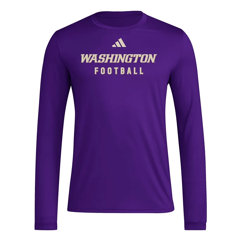 adidas Washington Huskies Locker Practice Football Pre-Game Long Sleeve T-Shirt
