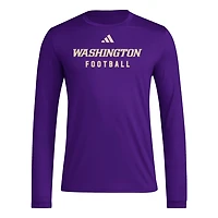adidas Washington Huskies Locker Practice Football Pre-Game Long Sleeve T-Shirt