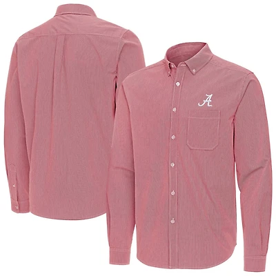 Antigua Alabama Tide Porter Woven Tri-Blend Long Sleeve Button-Down Shirt