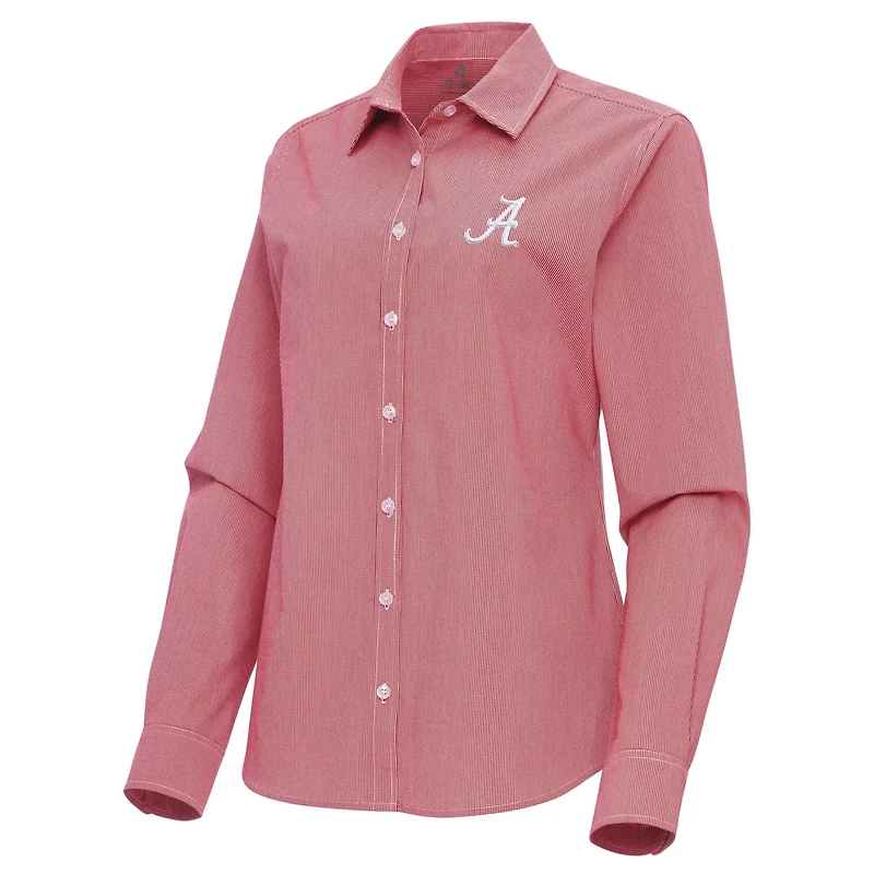 Antigua Alabama Tide Porter Woven Tri-Blend Long Sleeve Button-Up Shirt