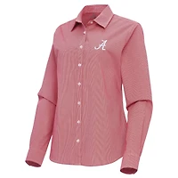 Antigua Alabama Tide Porter Woven Tri-Blend Long Sleeve Button-Up Shirt