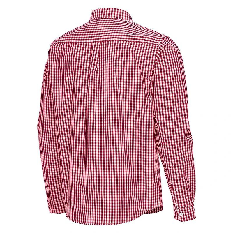 Antigua Arkansas Razorbacks Ellis Woven Tri-Blend Long Sleeve Button-Down Shirt