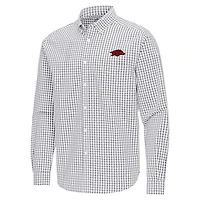 Antigua Arkansas Razorbacks Ellis Woven Tri-Blend Long Sleeve Button-Down Shirt