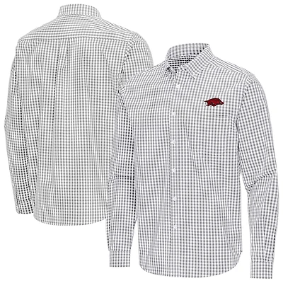 Antigua Arkansas Razorbacks Ellis Woven Tri-Blend Long Sleeve Button-Down Shirt
