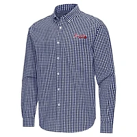 Antigua Atlanta Braves Ellis Woven Tri-Blend Button-Down Shirt