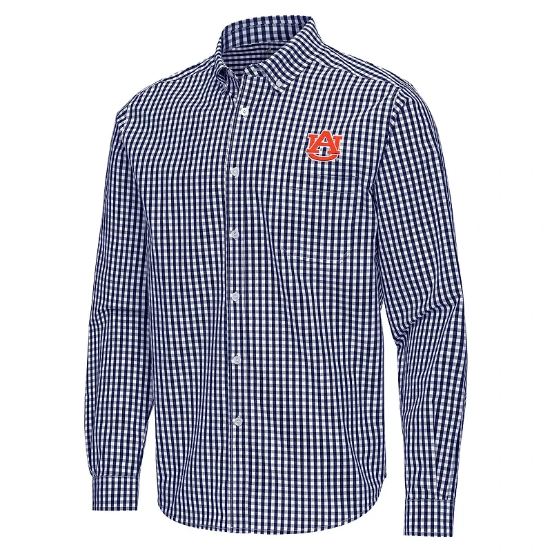 Antigua Auburn Tigers Ellis Woven Tri-Blend Long Sleeve Button-Down Shirt