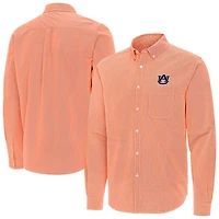 Antigua Auburn Tigers Porter Woven Tri-Blend Long Sleeve Button-Down Shirt