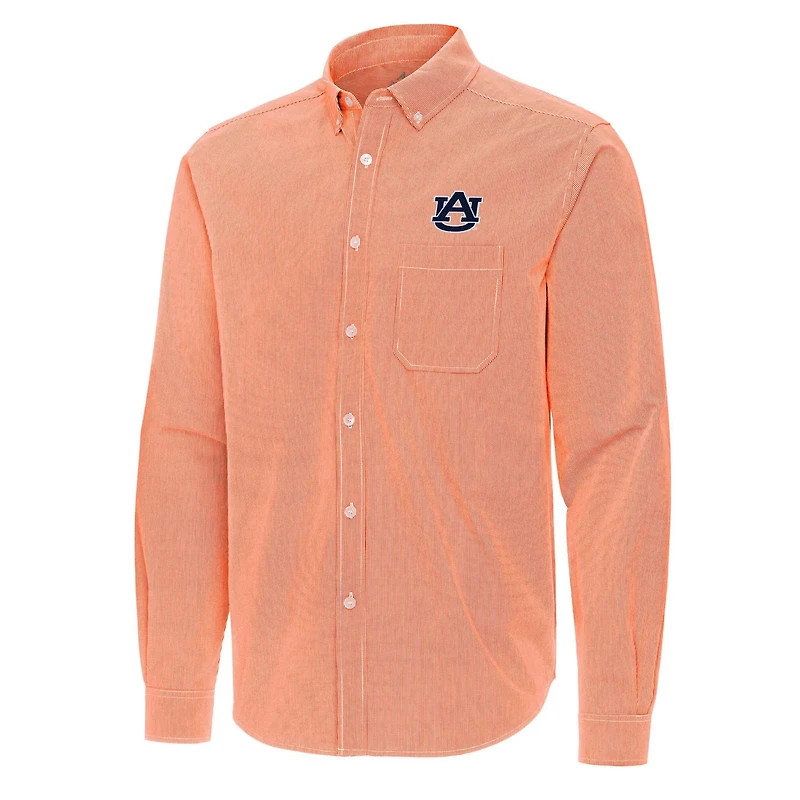 Antigua Auburn Tigers Porter Woven Tri-Blend Long Sleeve Button-Down Shirt