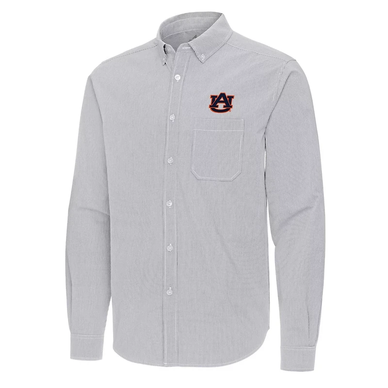 Antigua Auburn Tigers Porter Woven Tri-Blend Long Sleeve Button-Down Shirt
