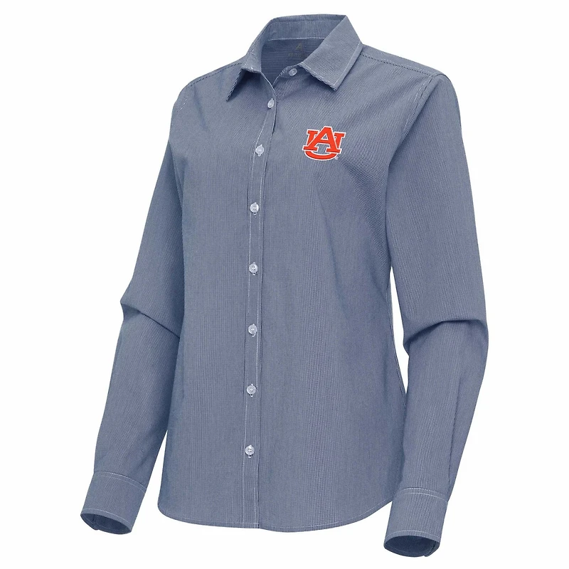 Antigua Auburn Tigers Porter Woven Tri-Blend Long Sleeve Button-Up Shirt