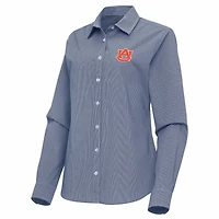 Antigua Auburn Tigers Porter Woven Tri-Blend Long Sleeve Button-Up Shirt