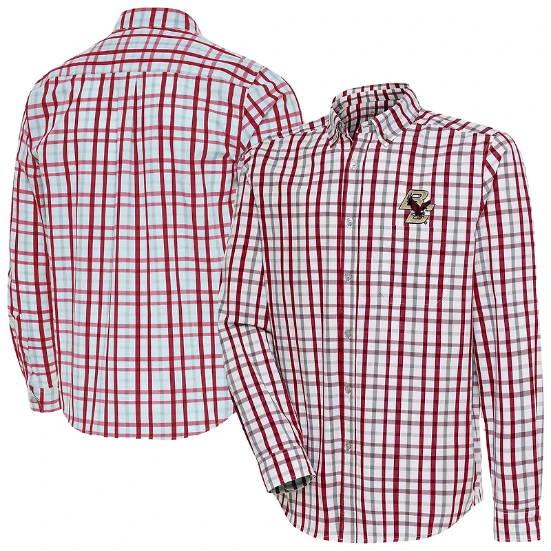 Antigua Boston College Eagles Tending 2 Tri-Blend Long Sleeve Button-Down Shirt
