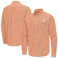 Antigua Burnt Texas Longhorns Ellis Woven Tri-Blend Long Sleeve Button-Down Shirt
